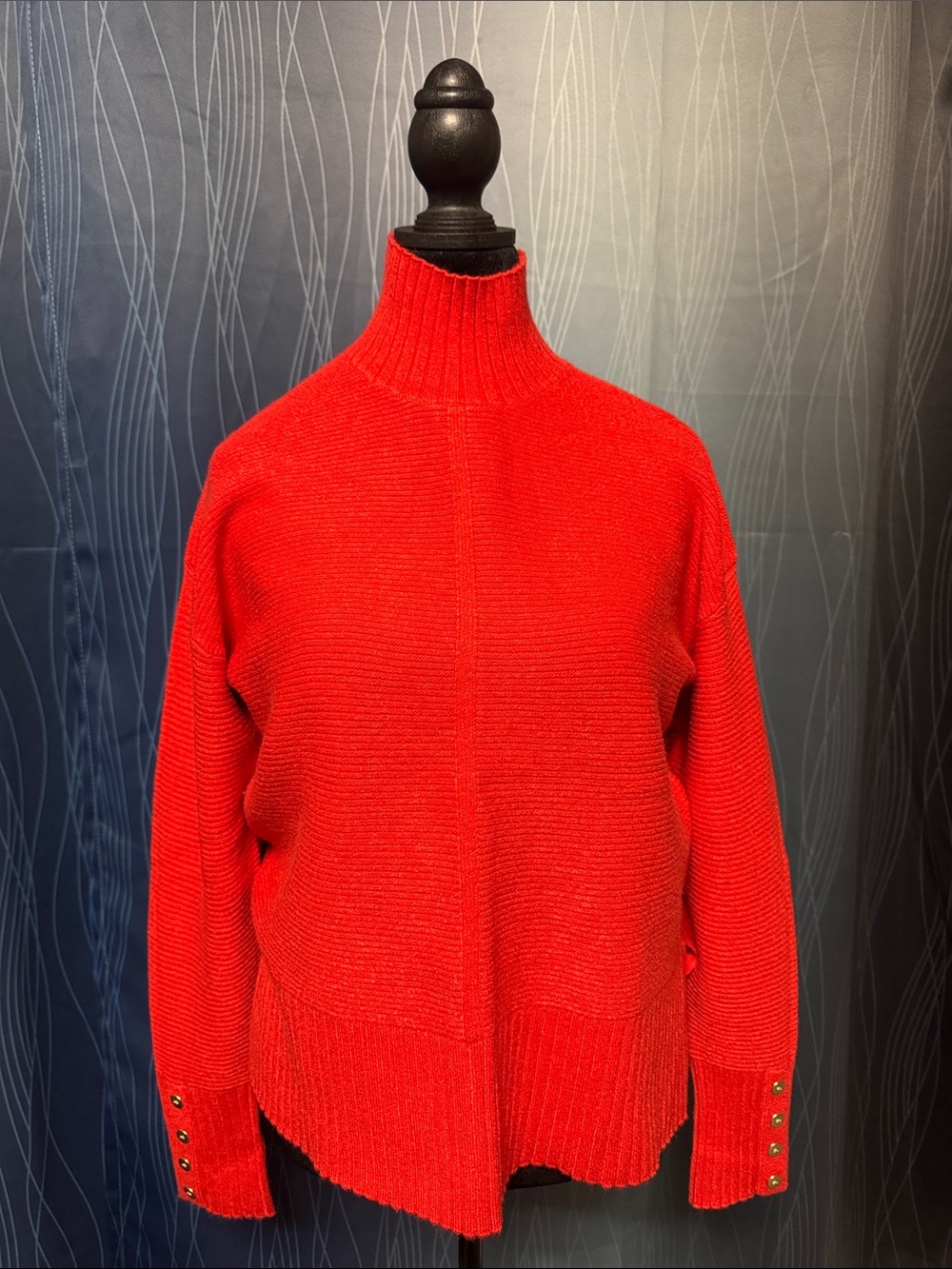 Evolution by Cyrus Red Ribbed Turtleneck Sweater